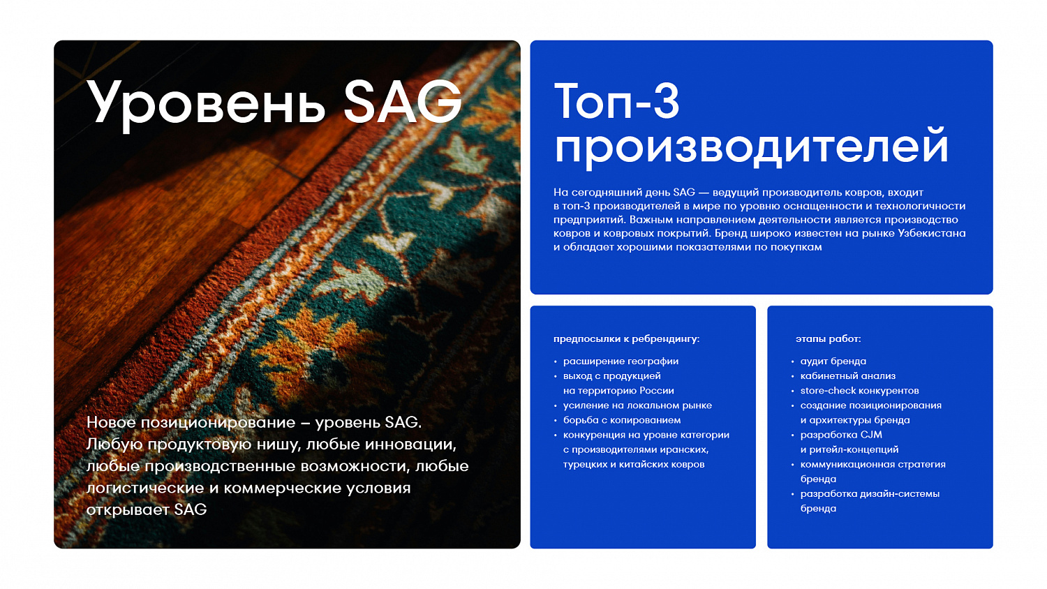 SAG: ребрендинг ведущего производителя ковров в мире - Портфолио Depot