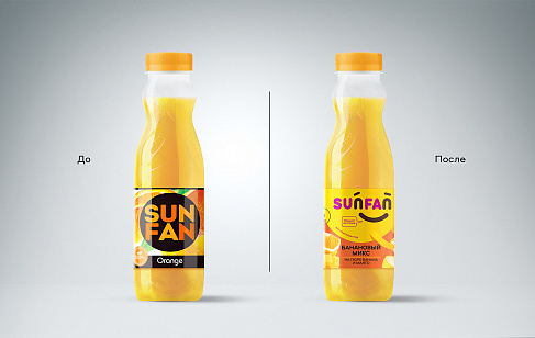 SUNFAN: комплекс стратегических работ, креативная идея и дизайн упаковки напитков. Разработка позиционирования